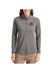 Cutter and Buck Ohio State Buckeyes Womens Graphite Adapt Eco Qtr Zip Pullover