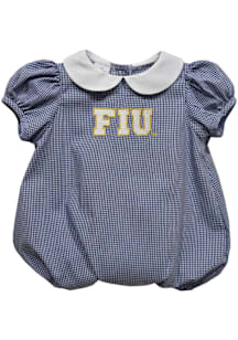 Vive La Fete FIU Panthers Baby Navy Blue Gingham Collar Short Sleeve One Piece