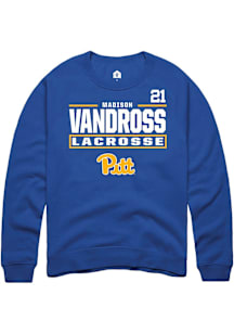 Madison Vandross Rally Mens Blue Pitt Panthers NIL Stacked Box Player Crew