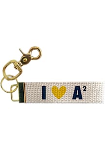 Ann Arbor Love A Squared Woven Keychain - Navy Blue