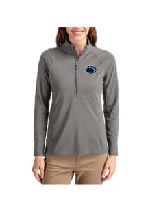 Womens Penn State Nittany Lions Graphite Cutter and Buck Adapt Eco Qtr Zip Pullover