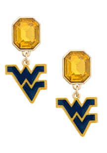 West Virginia Mountaineers Rhinestone Logo Womens Earrings