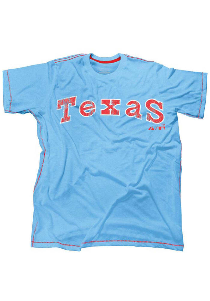 Texas Rangers Light Blue Coop Logo Short Sleeve Fashion T Shirt