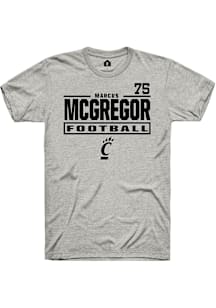 Marcus McGregor Cincinnati Bearcats Ash Football NIL Stacked Box Short Sleeve Player T Shirt