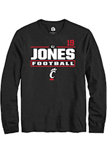 Cj Jones Cincinnati Bearcats Black Football NIL Stacked Box Long Sleeve Player T Shirt