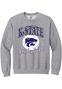 Summit Sportswear K-State Wildcats Mens Grey Number 1 Volleyball Long Sleeve Crew Sweatshirt