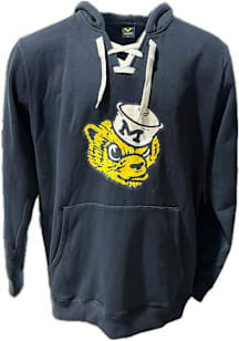 Michigan Wolverines Mens Navy Blue Laceup Vault Long Sleeve Hoodie