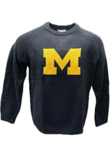 Mens Navy Blue Michigan Wolverines Block M Long Sleeve Sweater