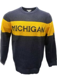 Michigan Wolverines Mens Navy Blue Stripe Long Sleeve Sweater