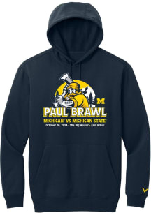 Michigan Wolverines Mens Navy Blue Football Paul Brawl Long Sleeve Hoodie