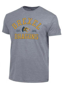 Drexel Dragons Dark Grey Champion Est Date Tri-Blend Short Sleeve Fashion T Shirt