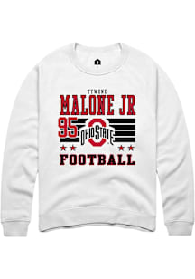 Tywone Malone jr Ohio State Buckeyes Mens White Football NIL Striped Player Crew