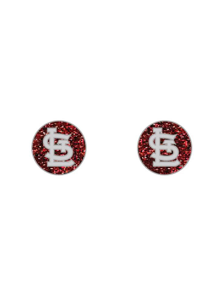 St Louis Cardinals Glitter Post Womens Earrings