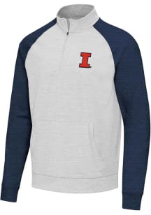 Mens Illinois Fighting Illini Navy Blue Antigua Urgent Colorblock Qtr Zip Pullover