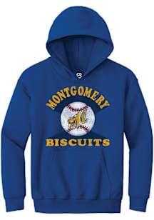 Summit Sportswear Montgomery Biscuits Youth Blue Soft Arch Long Sleeve Hoodie