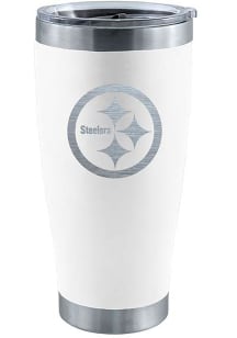 Pittsburgh Steelers 20 oz Laser Etched Stainless Steel Tumbler Stainless Steel Tumbler - White