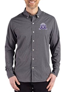 Mens Northwestern Wildcats Black Cutter and Buck Vault Skyline Long Sleeve Dress Shirt
