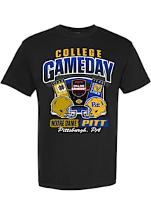 Pitt Panthers Youth Black Football College Gameday vs Notre Dame Ticket Short Sleeve T-Shirt