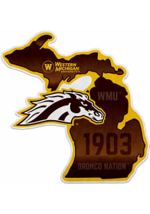 Brown Western Michigan Broncos State Shape Pennant