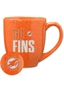 Miami Dolphins Go Fins 16oz Speckle Ceramic Mug - Orange