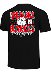 Girls Black Nebraska Cornhuskers Volleyball Stack Short Sleeve T-Shirt