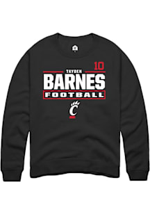 Tayden Barnes Cincinnati Bearcats Mens Black Football NIL Stacked Box Player Crew