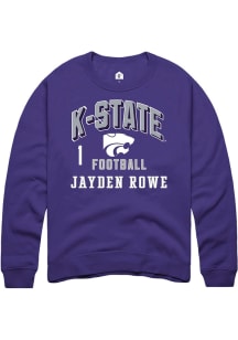 Jayden Rowe Rally Mens Purple K-State Wildcats NIL Arch Logo Player Crew