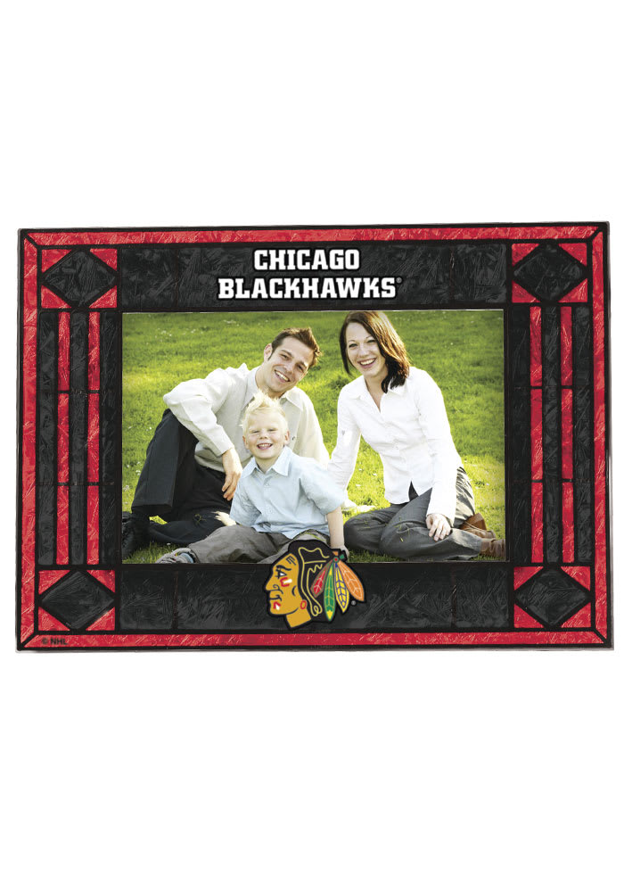 Chicago Blackhawks 4x6 Art Glass Horiztonal Picture Frame