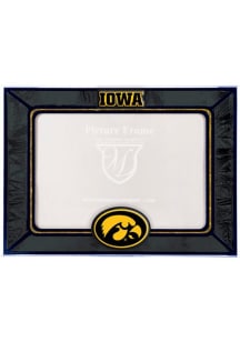 Black Iowa Hawkeyes Art Glass Picture Frame