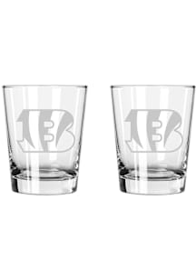 Cincinnati Bengals 2pk 15oz Etched Rock Glass - White