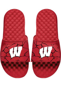 iSlide Primary 3 Pack Lifestyle Sock Wisconsin Badgers Mens Slides - Red