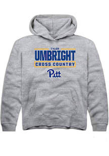 Tyler Umbright Rally Youth Grey Pitt Panthers NIL Stacked Box Long Sleeve Player Hoodie