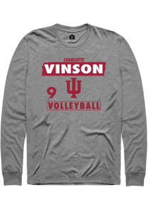 Charlotte Vinson Mens Grey Indiana Hoosiers NIL Striped Long Sleeve Player T Shirt