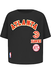 Pro Standard Atlanta Hawks Girls Black Retro Classics Short Sleeve Fashion T-Shirt