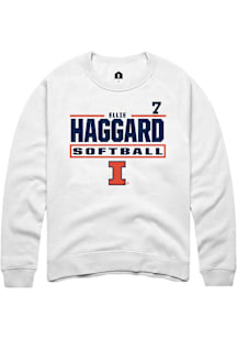 Ellie Haggard  Rally Illinois Fighting Illini Mens White NIL Stacked Box Long Sleeve Crew Sweatshi..