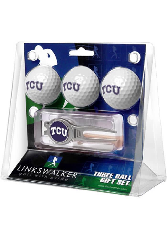 TCU Horned Frogs 3pk Golf Balls and Divot Tool Golf Gift Set
