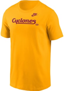 Nike Iowa State Cyclones Gold Cyclones Script Short Sleeve T Shirt