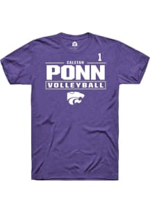 Caleigh Ponn Rally Mens Purple K-State Wildcats NIL Stacked Box Player T Shirt