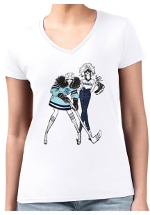 4Her Seattle Kraken Womens White Hockey Girls Short Sleeve T-Shirt