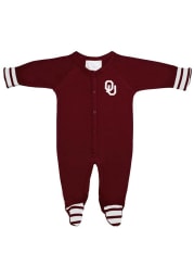 Oklahoma Sooners Baby Crimson Stripe Loungewear One Piece Pajamas
