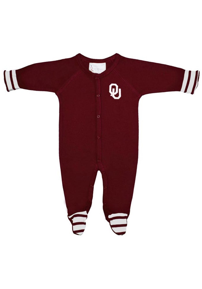 Oklahoma Sooners Baby Crimson Stripe Loungewear One Piece Pajamas
