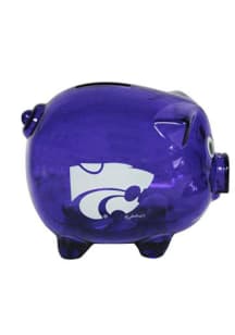 K-State Wildcats Purple Clear Piggy Bank
