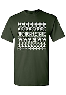 Michigan State Spartans Green Holiday Sweater Short Sleeve T Shirt