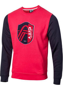 St Louis City SC Mens Red Color Block Terry Crest Long Sleeve Fashion Sweatshirt