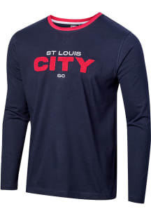 St Louis City SC Navy Blue Terry Wordmark Long Sleeve Fashion T Shirt