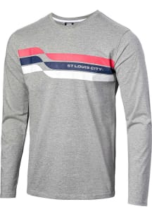 St Louis City SC Grey Wordmark Stripe Long Sleeve Fashion T Shirt