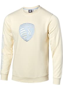 Sporting Kansas City Mens White Tonal Crest Long Sleeve Fashion Sweatshirt