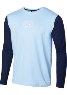 Sporting Kansas City Light Blue Color Block Primary Long Sleeve Fashion T Shirt