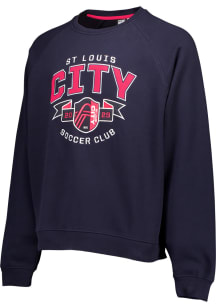 St Louis City SC Mens Navy Blue Ribbon Long Sleeve Crew Sweatshirt