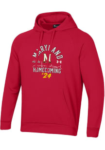 Mens Maryland Terrapins Red Under Armour 2024 Homecoming  All Day Fleece Hooded Sweatshirt